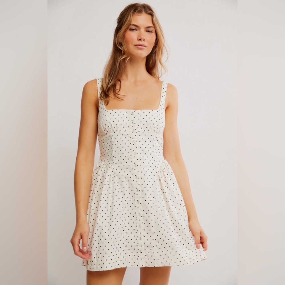FREE PEOPLE | NEW Astrid polka dot mini dress | size large - Picture 1 of 7